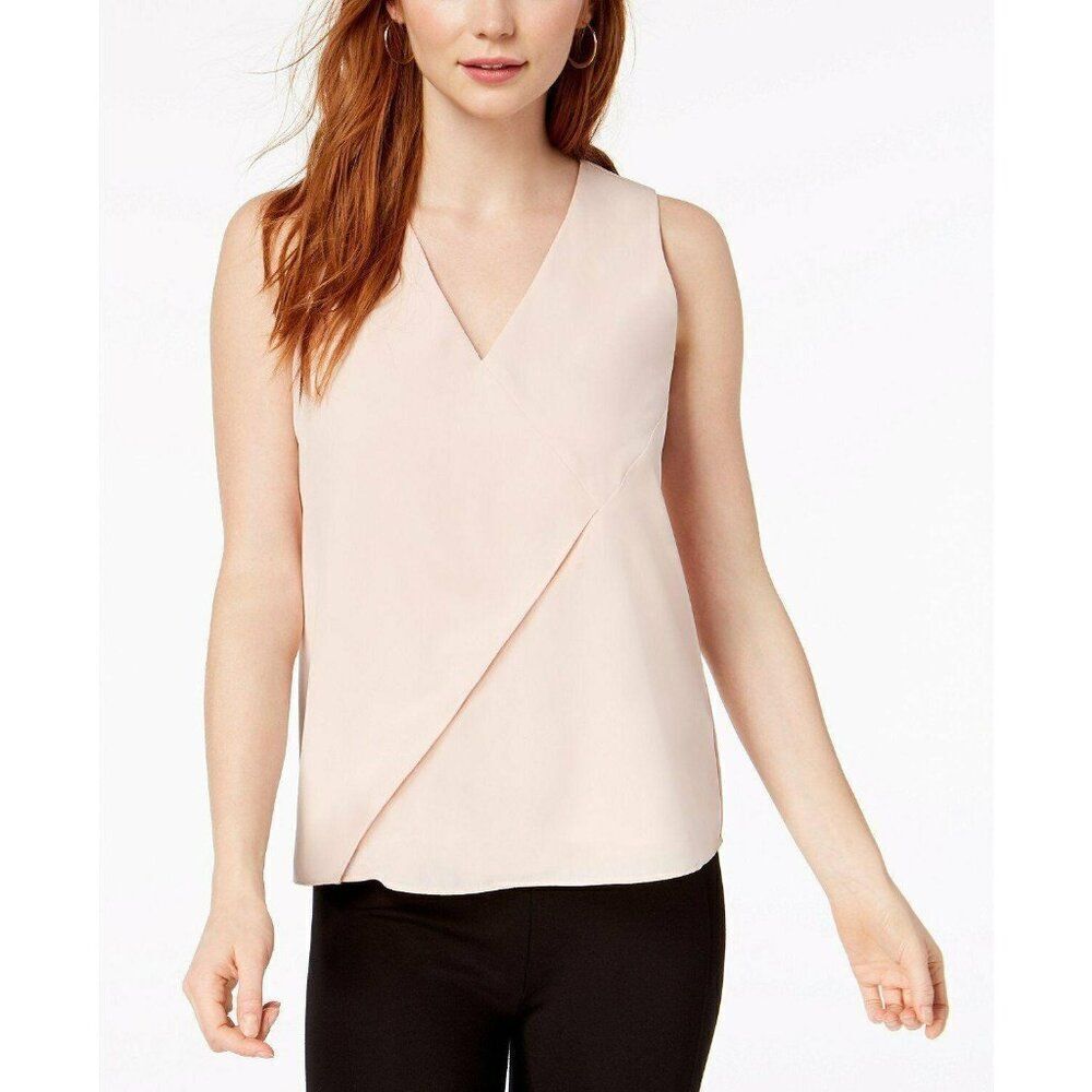 BAR III Pink Sleeveless Faux-Wrap Top XXS NWT
